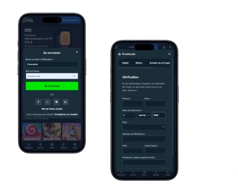 Connexion mobile Stake et verification compte pour securite France